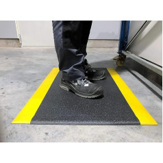 Soft Step Anti-Fatigue Mat, Professional Basic Workplace Mat, 100% Vinyl Foam, Textured 10 mm High (60 cm x 200 cm, Black/Yellow)