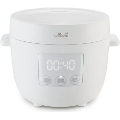 Yum Asia Tsuki Mini Rice Cooker with Shinsei Ceramic Bowl (2.5 Cups, 0.45 Litres), 5 Rice Cooking Functions, 2 Multicooker Functions, Hidden LED Display, 220-240V (Pebble White)