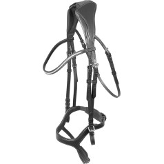 PFIFF 102690 Kadira Anatomical Padded Bridle Leather Noseband Black Cob/Thoroughbred