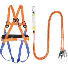 Fall Protection with Arrest Device, 5-Point Full Body Arrest Harness, Safety Fall Protection Set, Fall Protection Harness, Climbing Harness, Safety Belt, Roofer