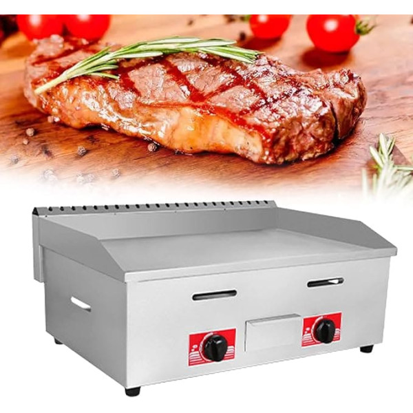 Gas Grill Plate, LPG, Commercial Stainless Steel, Heavy Duty Grill Plate for Restaurants, Outdoors, Gas Baking Plate, Burger Grill, Large Non-Stick Burner, Flat Hob, Kan
