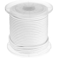 sourcing map Solides geflochtenes Nylonseil, 1,6 cm, 7,6 m, Mehrzweck-Polypropylen-Allzweck-Seil, Schnur für Camping, Fahnenmast, Kletterknoten, Weiß