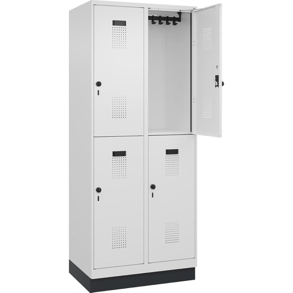 C+P | Doppelstock-Spind Evolo Plus | 2 Abteile | verkehrsweiß | B 800 mm | mit Bodensockel | Drehriegel