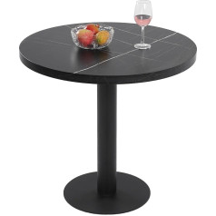 Mingone Dining Table Round Kitchen Table Dining Room Table Small with Marble Table Top Round Table with Metal Leg for Living Room Balcony Dining Room 80 x 80 cm Black