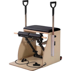 Wunder Pilates Pro Wunda Chair with Handles, Maple Wood, for Home and Studio (Black, A11)