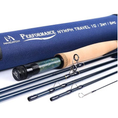 MAXIMUMCATCH Performance Nymph Fly Rod IM 10 Carbon Fibre AAA+ Cork Handle with Cordura Rod Tube 4 Pieces Fly Fishing Rod in 2/3/4wt 10/11ft