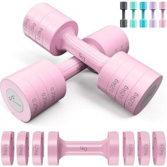Sportneer Verstellbare Hanteln Frauen Set: Kurzhanteln 2er Set je 1-2,5 kg Gewichte, 4-in-1 Adjustable Dumbbell Set, Hanteln Set für Fitness, Home Gym, Krafttraining, Geschenk