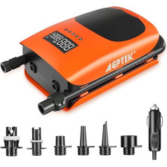 AGPTEK 22PSI SUP Pump Electric, Portable SUP Board Pump, Inflation and Deflation Function, Auto-Off & 12 V DC Car Connection, Two-Stage for Inflatable Stand Up Paddle Boards, Boats, Kayak