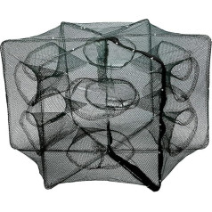 Automatic Foldable Fish Trap with 6/12 Holes, Fish, Shrimp, Minnows, Crabs, Crab Bait, Cast Mesh Trap, Portable Bait Cage Traps, Magic Fishing Net (12 Holes)