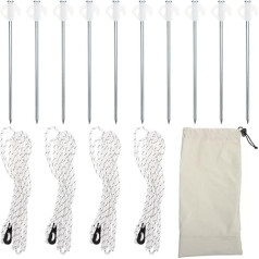BESPORTBLE Tent Rope Nylon Cord Reflective Tent Rope Tensioner Pegs Set, 10 Pieces Pegs, 4 Pieces Tent Wind Ropes with Tensioners, for Hiking, Beach, Mountaineering, Camping, Outdoor