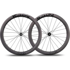 ICANIAN Alpha 40/46/50/55 Disc Carbon Road Bike Wheels, 700C Tubeless Ready for Clincher Wheelset Disc Brake Pillar SA1423 Spokes 24/24 Holes
