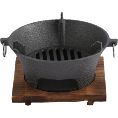 Camping Oven Rocket Stove with Grill Plate Made of High Temperature Cast Iron with Insulated Base Fireplace Camping Stove Various Sizes (19.5 x 9.5 cm)