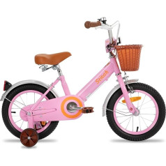 STITCH Retro 12/14/16/18 Inch Children's Bicycle for 2-8 Year Old Girls, Children's Bicycle with Front Basket & Stabilisers