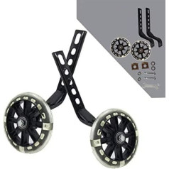 KRESSF Training Wheels, Flash Mute Switch, Bicycle Stabilizer, Mounted Kit, Compatible for Kids, Boys, Girls, Bicycles of 12, 14, 16, 18, 20 Inch (Black)