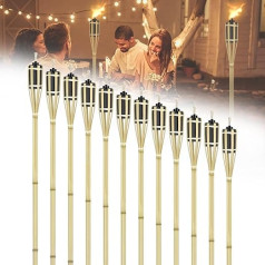 TANYEAR 24 x Bamboo Garden Torches for Garden Bamboo Torches Oil Torches Made of Bamboo Height 90 cm Lamp Oil with Wick for Garden Party, Path, Backyards, Lawn Lighting Outdoor Decoration