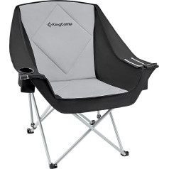 KingCamp XXL Camping Chair Sofa Relaxing Chair Folding Chair with Cool Bag Wine Glass Holder and Drink Holder Black Grey