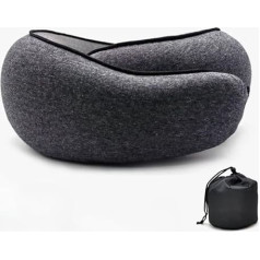 SWZEC Nappy Original Pro 2.0 Travel Pillow, Dreamjoy Nappy™ - The Travel Pillow, Soft Fit, Ideal for Travel by Plane, Car, Train (Dark Grey, 1.0 x Nappy)