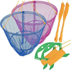SF Bait Fish Sink Portable Crab Catcher Net with Net Bait Bag & Rope & Line Handle Trap for Crab Catching Fish Shrimp Crawfish Lobster Bait Fish Trap (Set of 2, W 30 cm x H 25 cm)