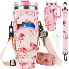 Water Bottle Holder Carrying Bag with Large Mobile Phone Pocket, Neoprene Water Bottle Holder with Strap for Stanley Drinking Cup, 1.2L Drinking Cup, Drink Holder with Straw Cover, Accessories
