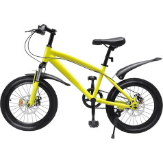 Susoso 18 Inch Children's Bike, Children's Bike, Full MTB Mountain Bike, Full Suspension for Girls and Boys, Yellow