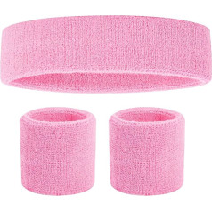 Pink Sweatbands Light Pink Sweatbands Headband Wristband Set Sweatbands for Women Workout Accessories for Women 80s 80s Sweatbands Set