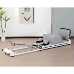 CASEGO Pilates Reformer Device for Home, Pilates Bed with Adjustable Intensity, Foldable Pilates Reformer Equipment, Yoga Training Bed, Pilates Reformer Set (Grey)