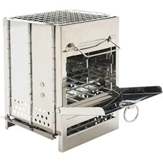BeTlreo Fire Pits, Folding Outdoor Barbecue Grill, Stainless Steel Integrated Wood Fire Oven, Portable Camping Grill Charcoal Oven (Large Size: 20 x 20.5 x 27 cm)