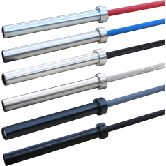 Sporttrend 24® Olympic Professional Dumbbell Bars 201 & 220 cm with 50 mm Holder | Weightlifting Powerlifting Barbell Bars Made of Chrome or QPQ (2010 mm / 8 Bearings / 15 kg, Silver/Chrome / 215 K)