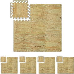 45 x Floor Protection Mats, Puzzle Mats, Sports & Fitness Equipment, 4.25 m², EVA Foam, BPA-Free, Natural Stone Look, Beige