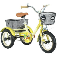 12 inch Tricycle Kids Tricycle Kids Tricycle Kids Tricycle Kids Tricycle Kids Tricycle for Beginners Ages 3+ with Front and Rear Basket Passenger Seat for Shopping, Picnic, Outdoor, Playground,