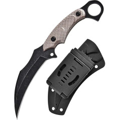 Joa Portable Hunting Knife, Belt Knife with Kydex Sheath, Fixed Outdoor EDC Knife, Neck Knife, Camping Knife