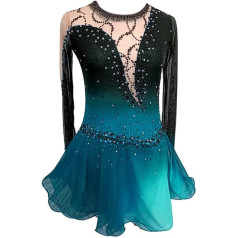 PONNYC Eislaufbe Kleidung Eiskunstlaufkleid Für Mädchen Rhythmische Sport Gymnastik Trikots Mit Farbverlauf Mannschafts Sport Wettkampfbe Kleidung Mit Glänzenden Strasssteinen