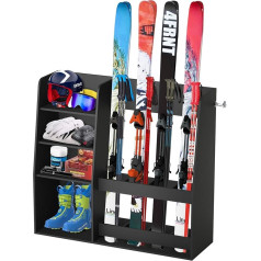 Ski Storage Rack, Organiser, Stand, Floor Mount, Fits 4 Pairs of Snowboards and Multiple Ski Equipment, Great Gift for Any Skill Level Skier in Garage, Shed, Basement