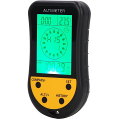 LiebeWH Digital Altimeter, ABS Thermometer, Digital Altimeter Sensor, Digital Altimeter, Metric Altimeter with Backlight, LCD for Climbing, Camping,