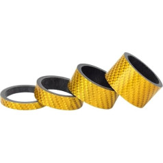 LUOKEKE Spacer Bicycle 1 Set 5 + 10 + 15 + 20 mm Headset Spacer Carbon Fibre for 28.6 mm 1 1/8 Inch Post Fork Stem Extra Height Red Blue Green Bicycle Accessories Bicycle Spacer (Yellow 1set)