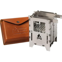 BUSHBOX LF Titanium Premium Set Outdoor Cooker Hobo Stove Camping Wood Gas Spirit Foldable Compact with Accessories Titanium Universal Grate LF Leather Case