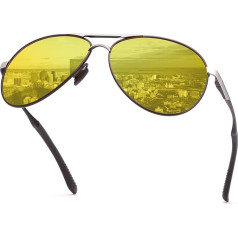 Vepiant Night Vision Driving Glasses for Men and Women Anti Glare Night Time Glasses Polarized Yellow Lens Pilot Metal Frame Eyewear