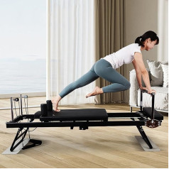 Foldable Pilates Reformer Machine for Home Training, Core Strengthening, Endurance Building and Balance Exercise with Folding Bed for Body Stretching, Ideal for Reformer Pates Fans