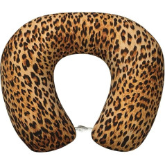 DEXNEL Reisekissen mit Leopardenmuster, Memory-Schaum, geeignet für Flugzeug, Schlafen, Reisen
