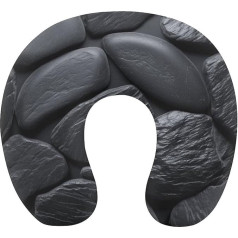 Reisekissen Nackenstütze Memory Foam U-förmiges Kissen Weich Bequem Reise Nackenkissen Schwarz Stein Schlafen Ruhekissen Reisezubehör für Flugzeug Auto Büro