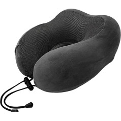 Bodhi2000 Neck Pillow, Travel Neck Pillow, Pure Memory Foam Travel Pillow for Sleeping on Headrest in Flight, Accessories Portable Planes Airplanes, Dark Grey