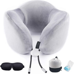 L/G Travel Pillow Memory Foam Neck Pillow for Travel Removable Cover Flight Grey 1PC