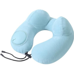 SHCHNA Nackenkissen Auto Nackenkissen Reise Aufblasbares Reisekissen, Samtiges Reise-Nackenkissen Mit Aufbewahrungstasche Für Flugzeuge Travel Essentials(Blue-C)