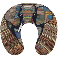 Afrikanischer Elefant Reisekissen Nackenstütze Memory Foam U-förmiges Kissen Weich Bequem Reise Nackenkissen Schlafruhe Kissen Reisezubehör für Flugzeug Auto Büro