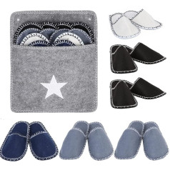 BIOSA 6 Pairs of Felt Guest Slippers, Hotel Slippers, Non-Slip, Practical & Comfortable Disposable Slippers Set with Storage Bag, Felt Slippers for Family, Hotel, Travel, Spa Slippers, gray