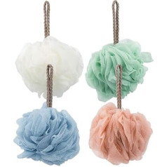 Pack of 4 Bath Loofah Bath Sponge, SourceTon Extra Large Mesh Pouf, Puff Scrubber (Red, Yellow, Blue and Green) for Bath, Shower