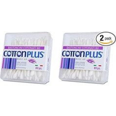 Cotton Plus Make-Up Cotton Sticks, 80 Pieces, Beauty Line, Cotton Fioc for Make-Up, Two Different Heads, Two Functions (Pack of 2)