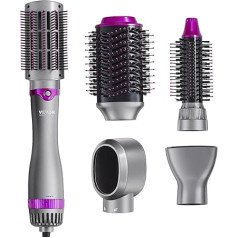 VEVOR 5-in-1 Multi Hair Styler, Ion Blow Dryer Brush with 3 Heat Settings, Brushes & Nozzles, High Speed Airstyler, 1200W Hot Air Brush, Curling Iron for Volumizing, Straightening and Curling