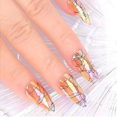 Coffin False Nails Short Fake Nails Pointed Ballerina Acrylic Press on Nails Full Cover Stick on Nails 24pcs for Women and Girls, with solid glue, nail lamp