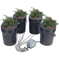 VEVOR DWC Hydroponics Grow System, Hydroponic Growing System with Top Drip Kit, Deep Water Culture 5 Gallon 4 Bucket, with Air Pump, Air Stones and Water Level Indicator for Leafy Vegetables